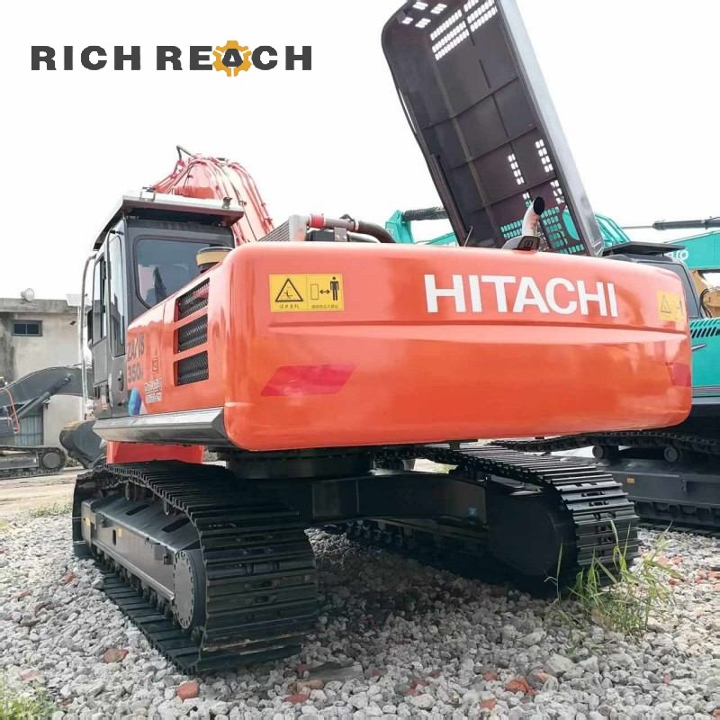 Engine compartment of a 2023 Hitachi ZX350-3G excavator, low hours, priced at $30,750